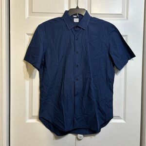 Culturata Shirt Mens Size 17.5 / 44 / XL Blue Dots Tailored Fit Short Sleeves